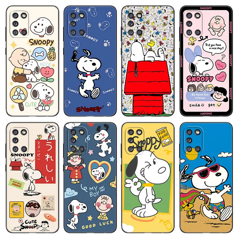 Cartoon S-snoopy Phone Case For Samsung Galaxy A01 A03 Core A04 E A02 A05 A10 A20 A21 A30 A50 S A6 A8 Plus A7 2018 Black Cover