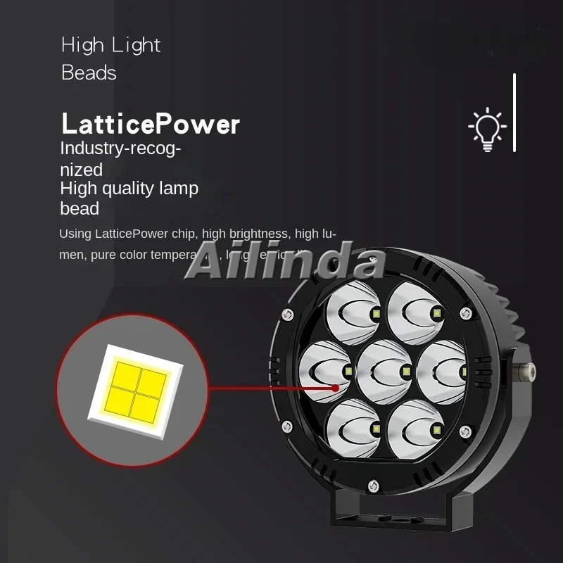 7 Beads Single Light Motorbike Spotlight 4.5-Inch 140W Bright Long Shot Intelligent Temperature Control