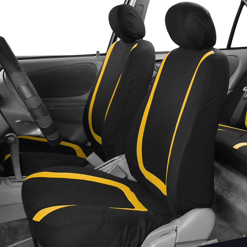 

9 pcs Car Seat Cover Universal Thickened Wear-Resistant Auto Seat Protector For Cars Trucks Suvs Yellow Car Interior
