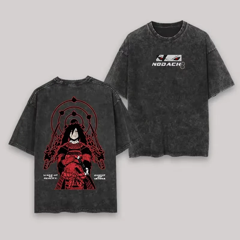Camiseta Madara 2026 Naruto Ghost of Uchiha Vintage con Lavado Ácido, Estilo Urbano, Oversize, Retro, con Gráficos de Anime, para Hombre, de Algodón