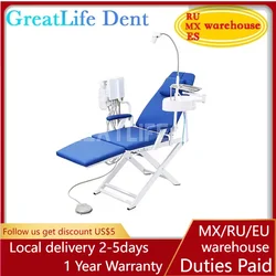 GreatLife Dent Cheap Dental Unit Dental Chair Complete Set Dental Folding Chair Sale with Led Lamp and Portable Turbine Unit