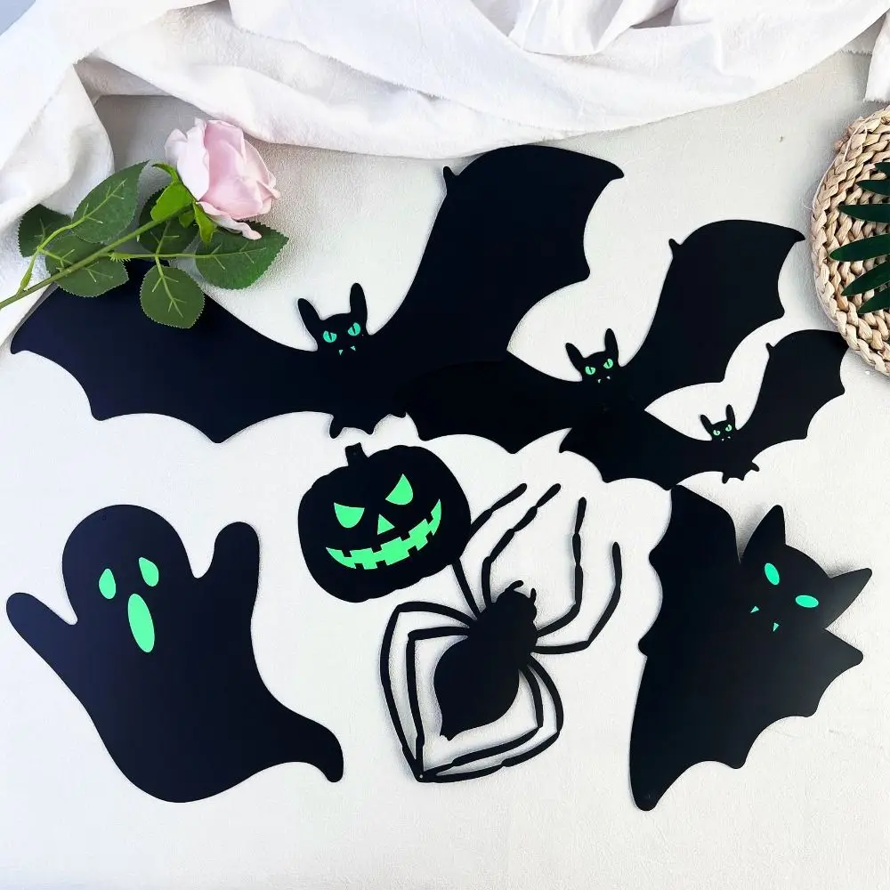 

9pcs Luminous Halloween Hanging Decoration Spider Ghost Bat Wall Stickers Glue Party Decor Door Window Decorations Home