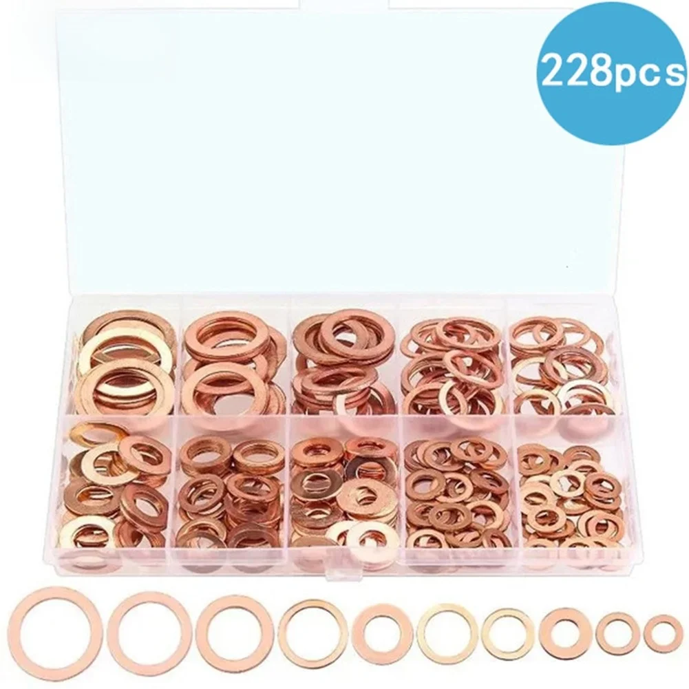 Copper Sealing Washer Set 228pcs DIN440 M5 for m6 M8 for m10 Flat Washers for Reliable Fastening in Harsh Environments