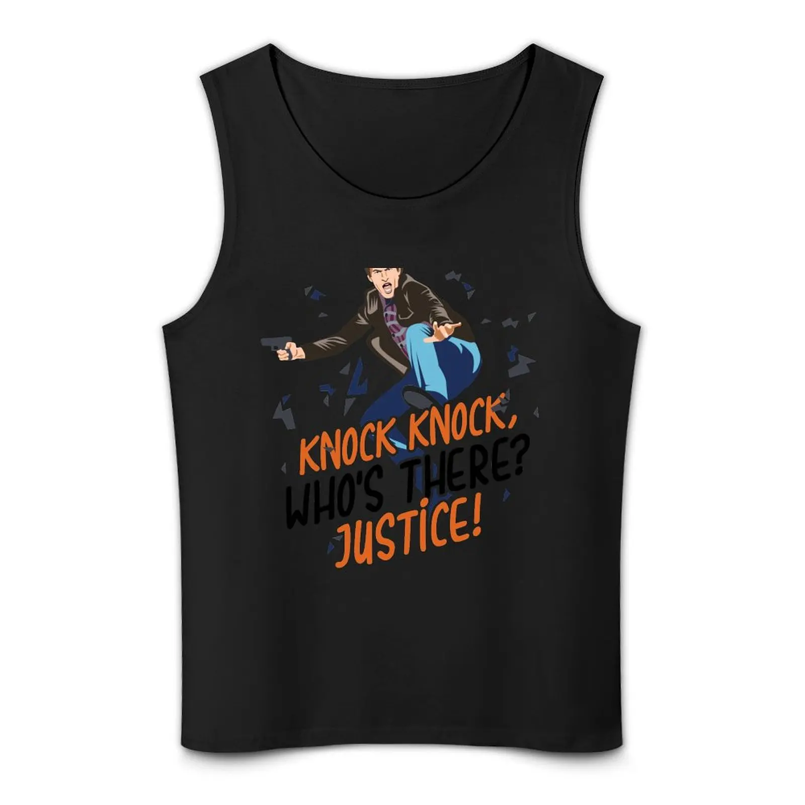 Knock Knock Who's There? Justice! Tank Top anime gym t-shirts man t shirts