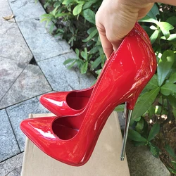 Women Pumps 16cm Extreme Metal High Heels Stilettos Red inside Sexy Women Fetish Ankle Strap Pumps Fetish Unisex Shoes Crossdres