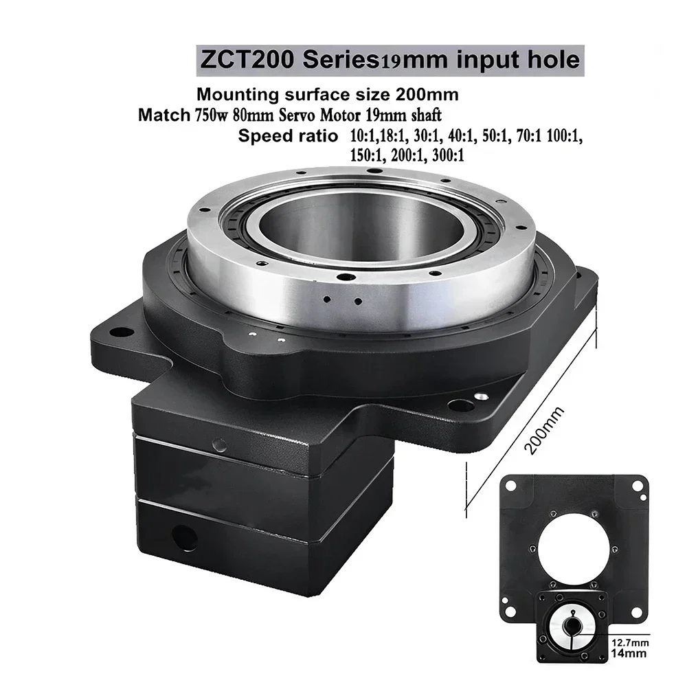 Divisor de plataforma rotativa oca, alta precisão, 1 arcmin, 360 graus, turutable, para 750w, 80mm, servo motor nema34, stepper moto