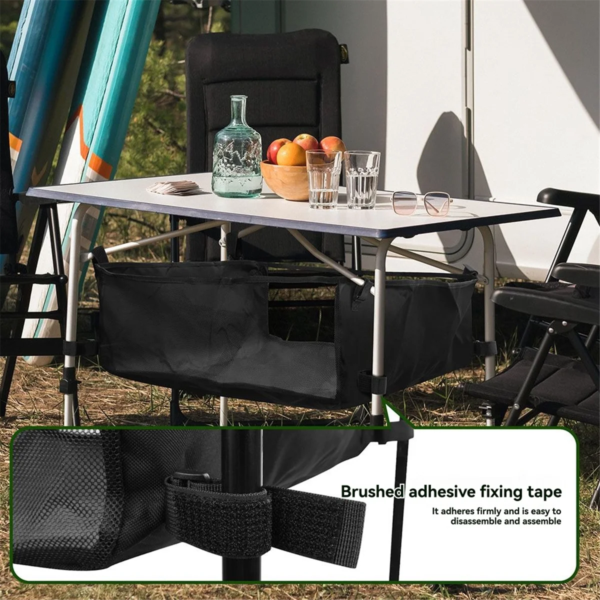 2525+ Camping Table Hanging Net Mesh Basket Organizer Rack Bag Net Bag Under Table Storage Bag for Outdoors Picnic Cookware