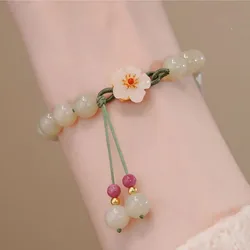 Natural Hetian Jade Agate Flower Bracelet Exquisite Gemstone Sexy Young Girls Fashion Real Jewelry Best Selling Holiday Gifts