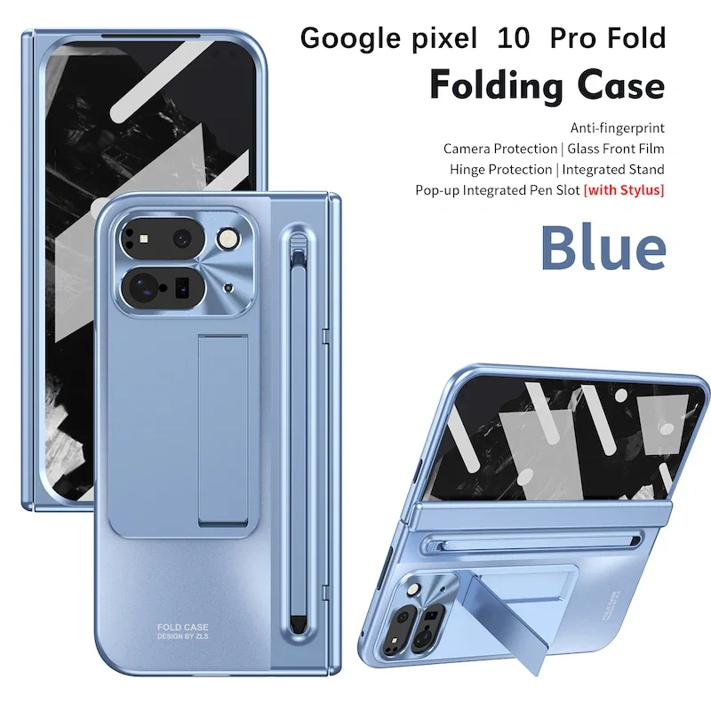 

Роскошный чехол с сенсорной подставкой для телефона Google Pixel 10 9 Pro, складной полноэкранный стеклянный защитный чехол, задняя петля