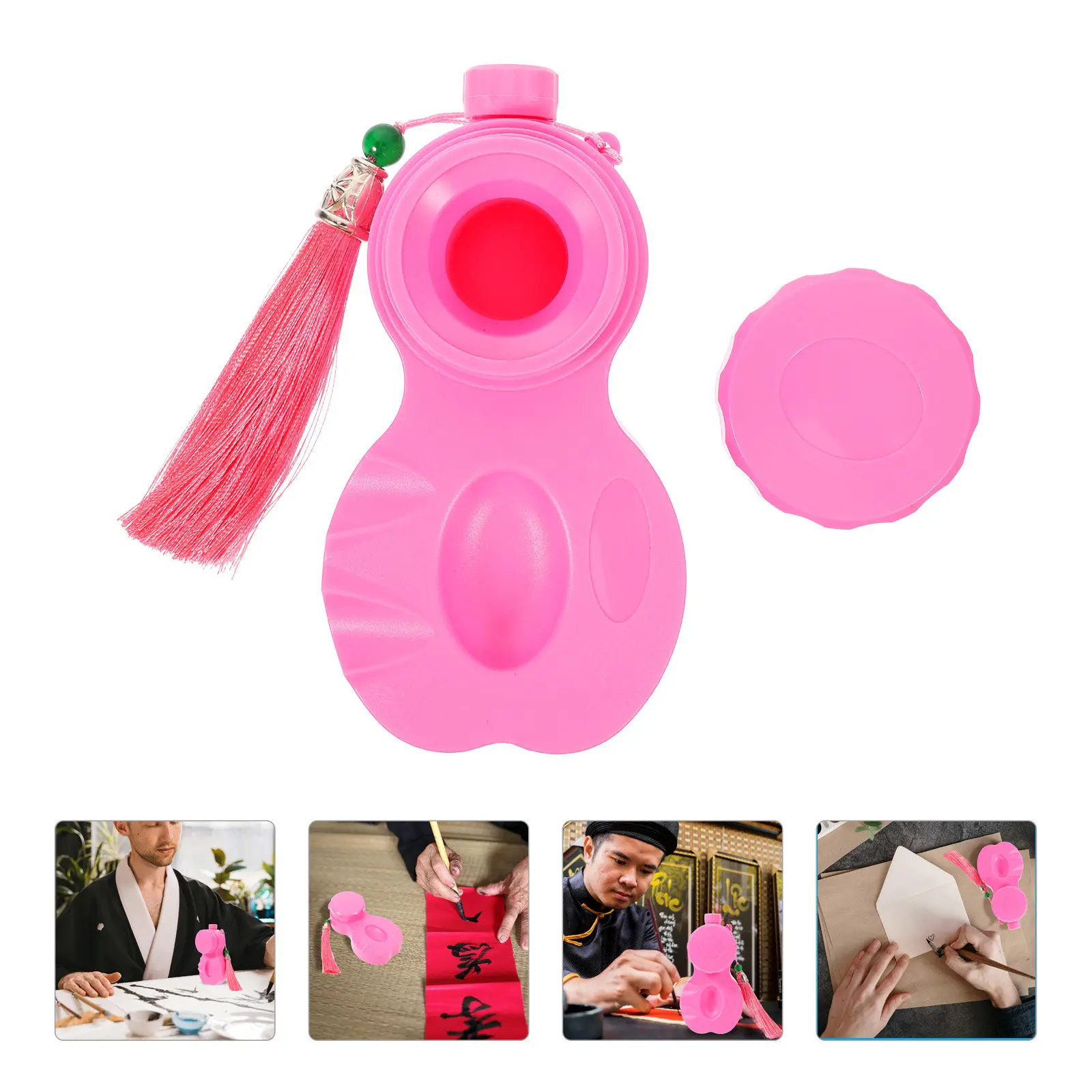 

Portable Calligraphy Inkstone with Cover Sealed Ink Well for Keeping Ink Fresh Ideal for Beginners Brush Pen Rest Holder