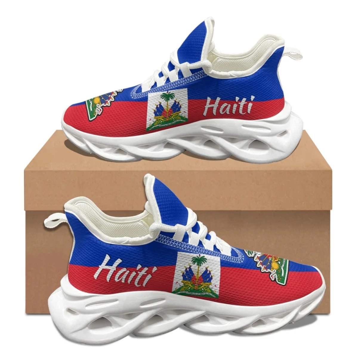Haiti Flag Designer Non-slip Casual Shoes Comfortable Shock Absorption Mesh Sneakers Soft Sole Teenagers Running Shoes Female