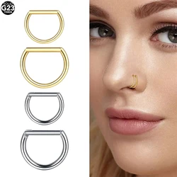 1PCS G23 Titanium 16G 14G Nose Ring Half Ring D Shape Segment Ring Clicker Cartilage Tragus Helix Earring Piercings Jewelry
