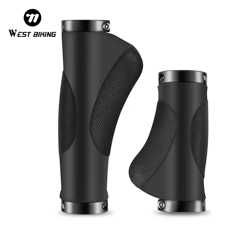 AliExpress West Biking WEST BIKING Microfiber Leather Bicycle Grips TPR Rubber Ergonomic Palm Support Aluminum Lock Ring Anti-Slip Bike Handlebar Grips