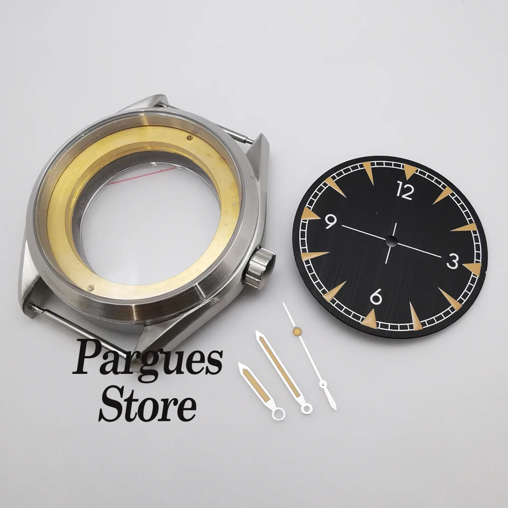 

41mm brushed sapphire glass sterile watch case dial hands fit NH35 Miyota 8215/8205 ST1612 Mingzhu DG2813 movement