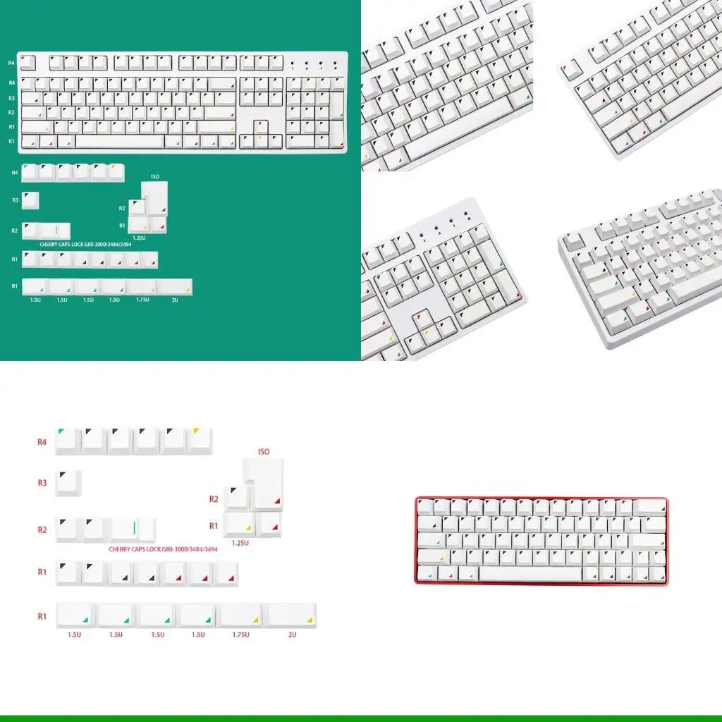 

U55C Геометрические колпачки для клавиш, 131 клавиша, вишневый профиль для переключателей MX, механическая клавиатура для для
