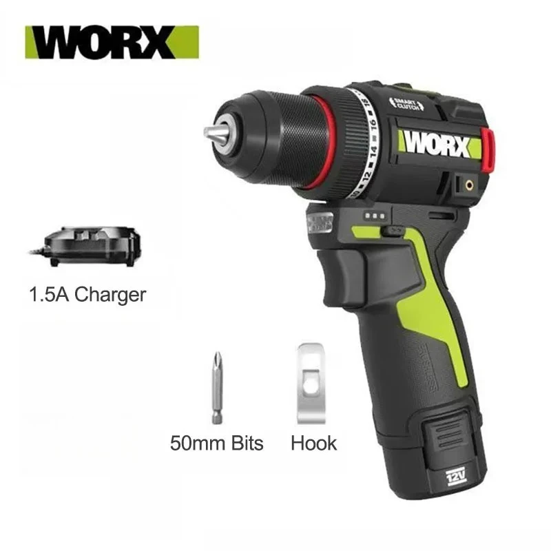 

WORX WU135 Cordless Electric Drill 12V 50Nm 1800rpm Brushless Motor for Home Improvement Carpentry Metalworking Smart clutch