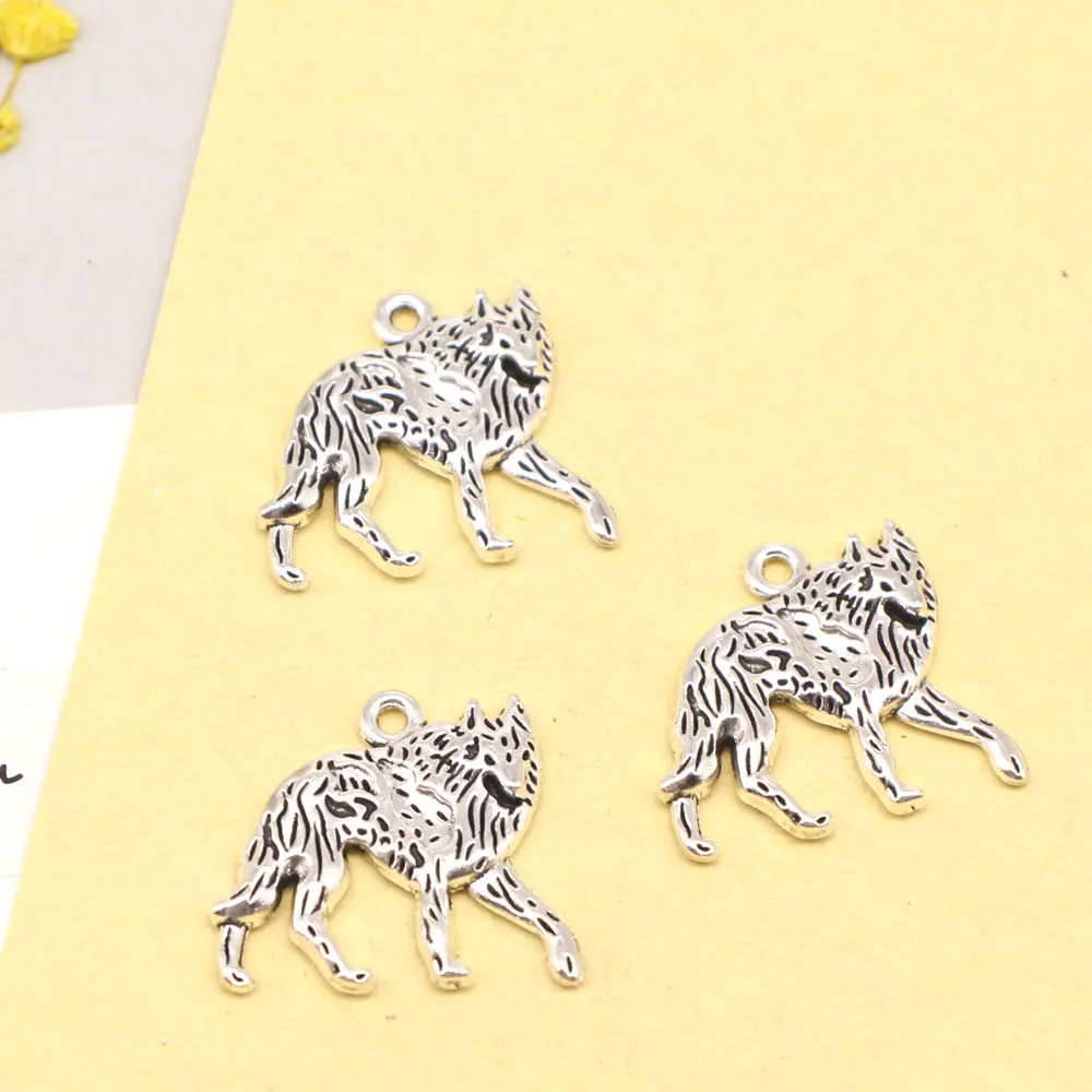 5pcs 18x20mm Wolf Charms Pendants For Jewelry Girls Craft Jewelry Diy Antique Silver Color