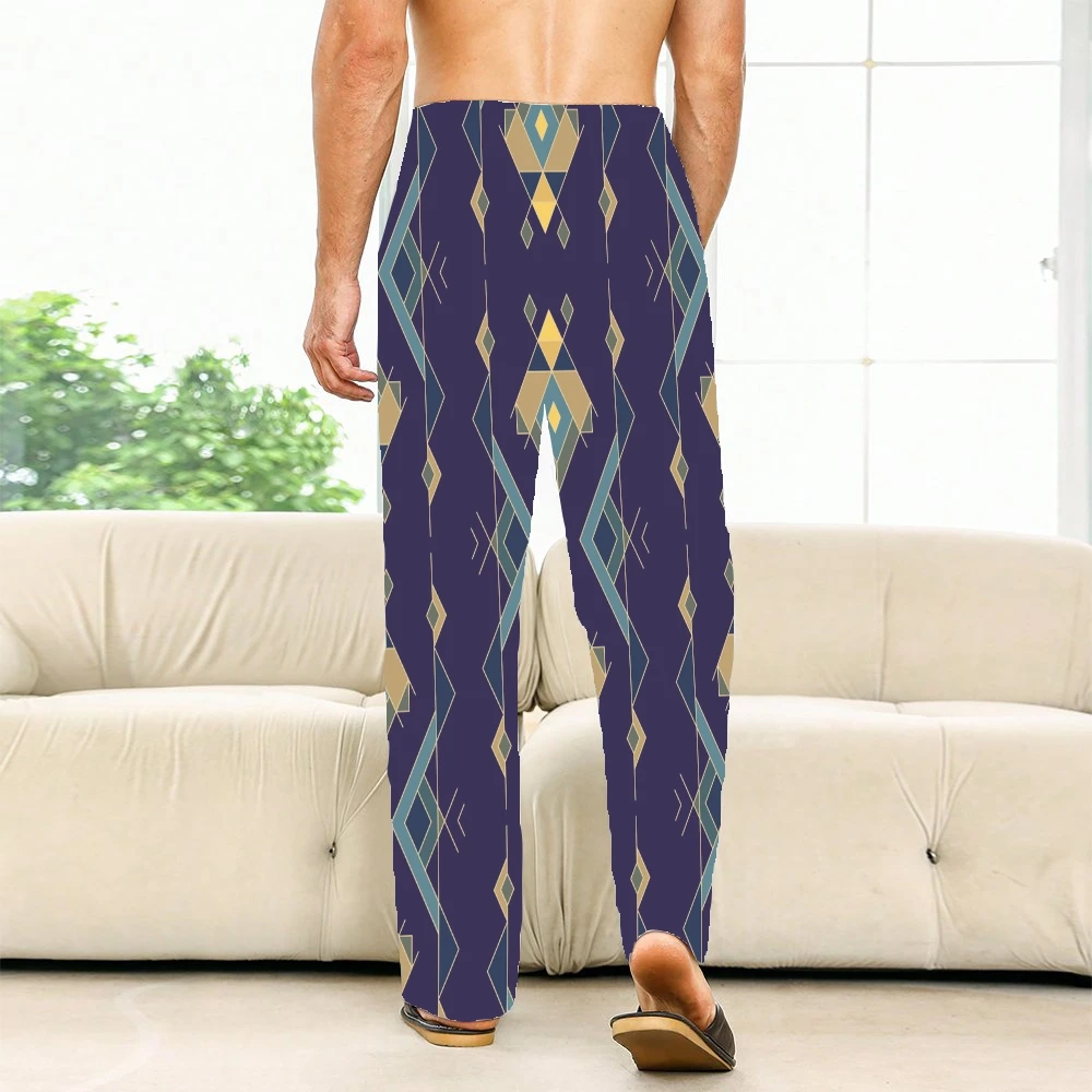 Tribal Vintage Patroon Pyjama Broek Heren Dames Loungebroek Superzacht Unisex Slaap Pyjama Broekje Met Zakken Trekkoord