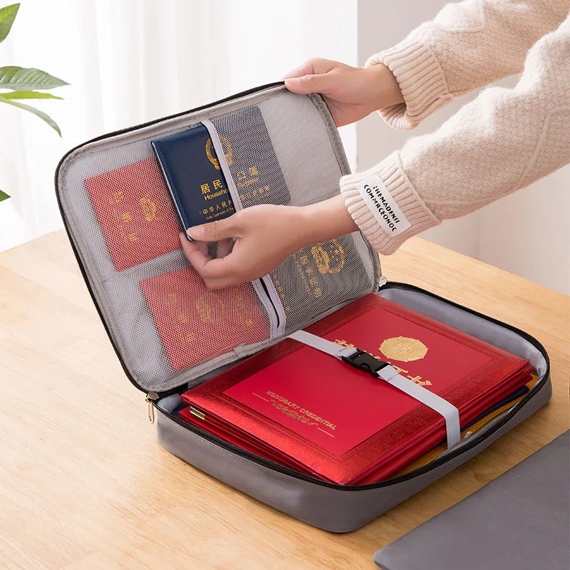 Multifunctional Briefcase Office Waterproof Document Storage Bag Business Trip Bank Card Passport Organizer Travel Accessory