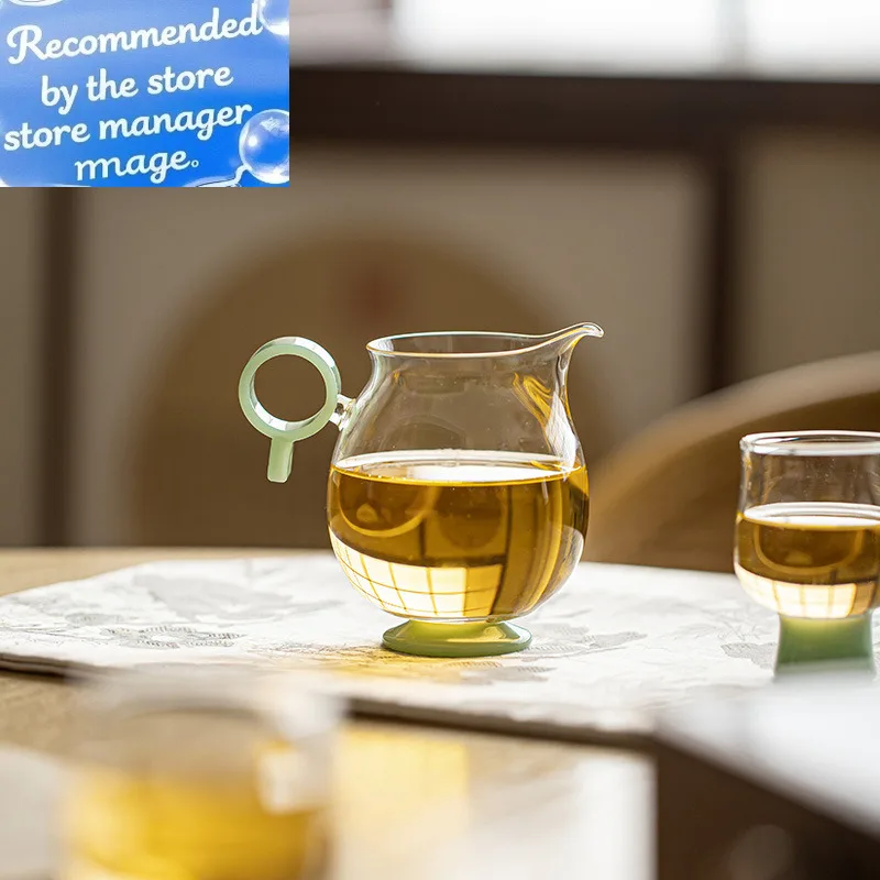

Heat Resistant Glass Chhai Fair Cup Cerative Jade Puer Tea Cup Divide Tea Aesthetic Cups for Tea Sea Teacup Maker Drinkware Tool