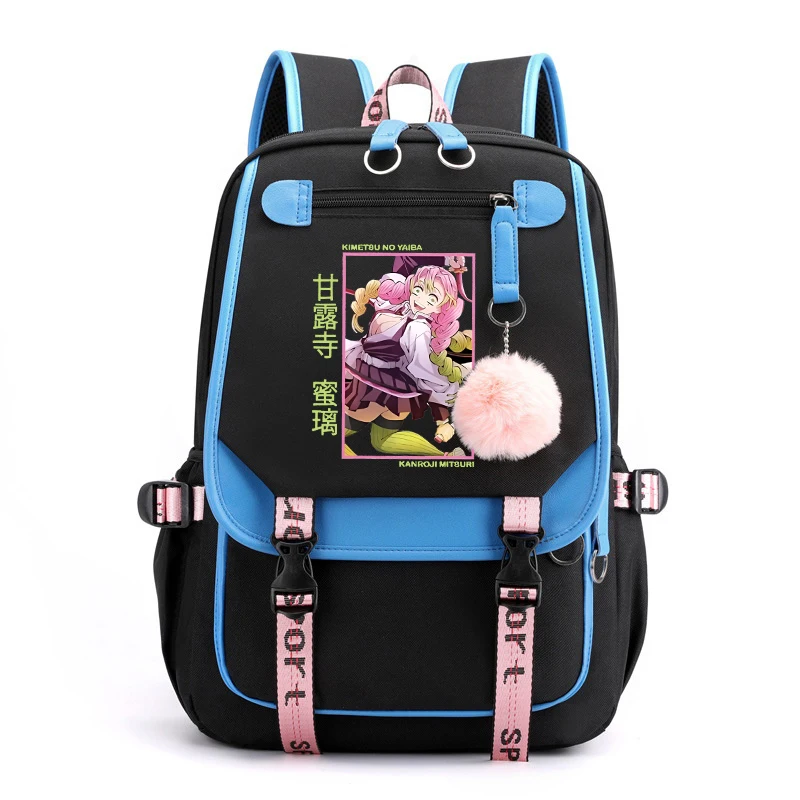 Students Bookbag Anime Kanroji Mitsuri Travel Backpack Teenager School Shoulder Backpack Bags Boys Girls School Bags