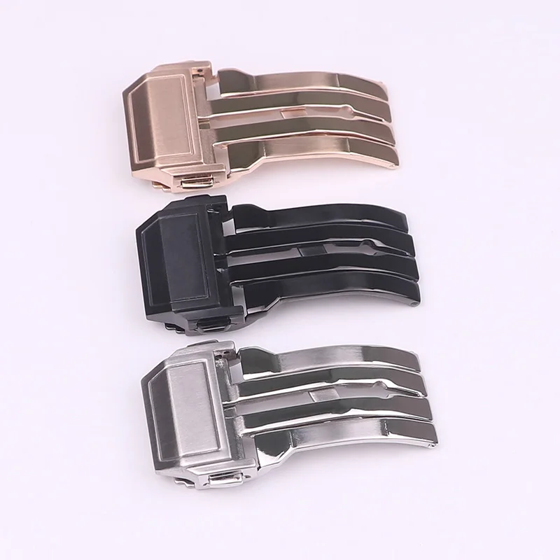 XIANERSHANG New H-ublot Belt Buckle Glod 316L Stainless Steel Double-Press Folding Buckle 22MM Fold Over Clasp Watch Accessories