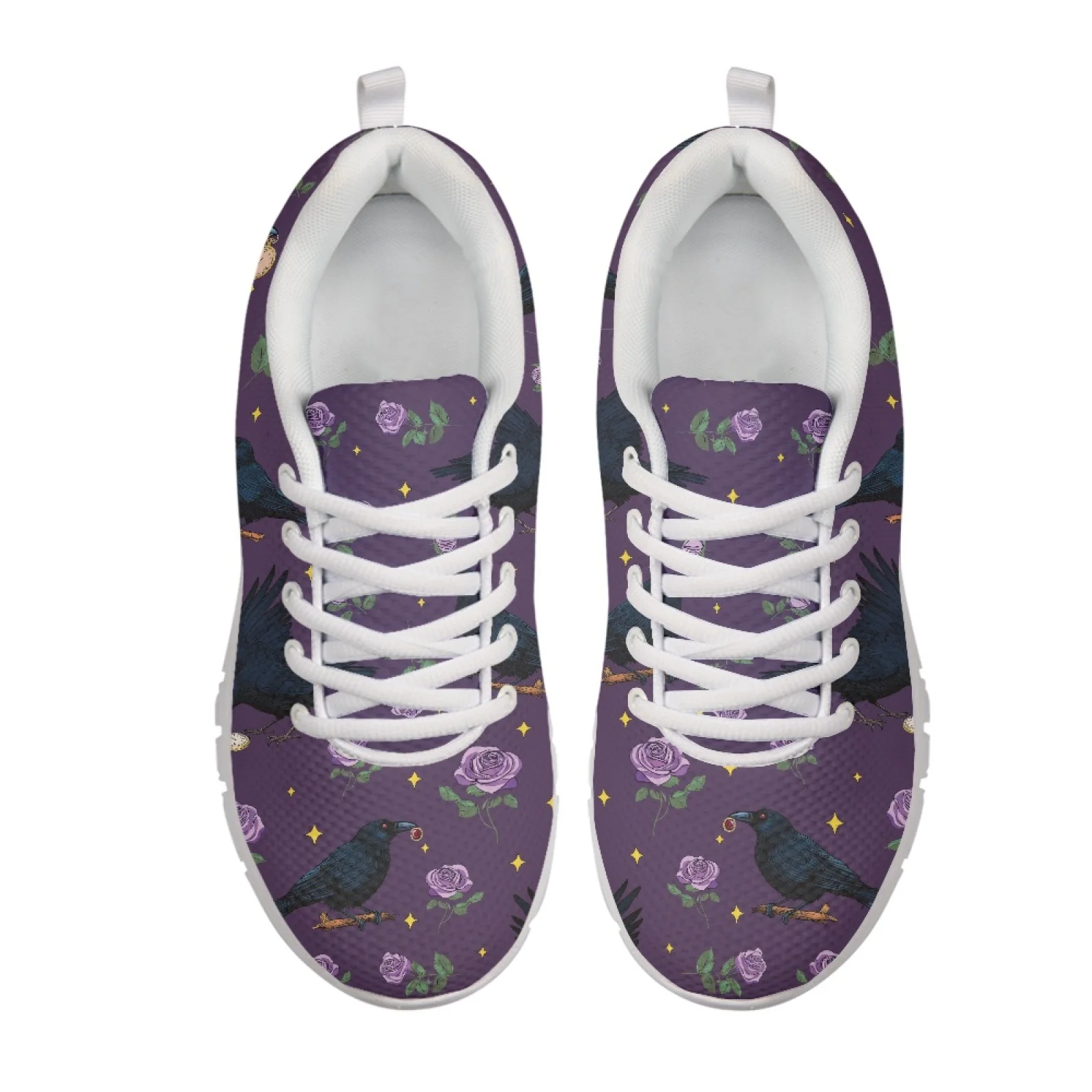 Coloranimal Crows Roses Mesh & EVA Sole Womens Athletic Walking Sneakers Casual Sports Tennis Shoes for Ladies 2026 Collection