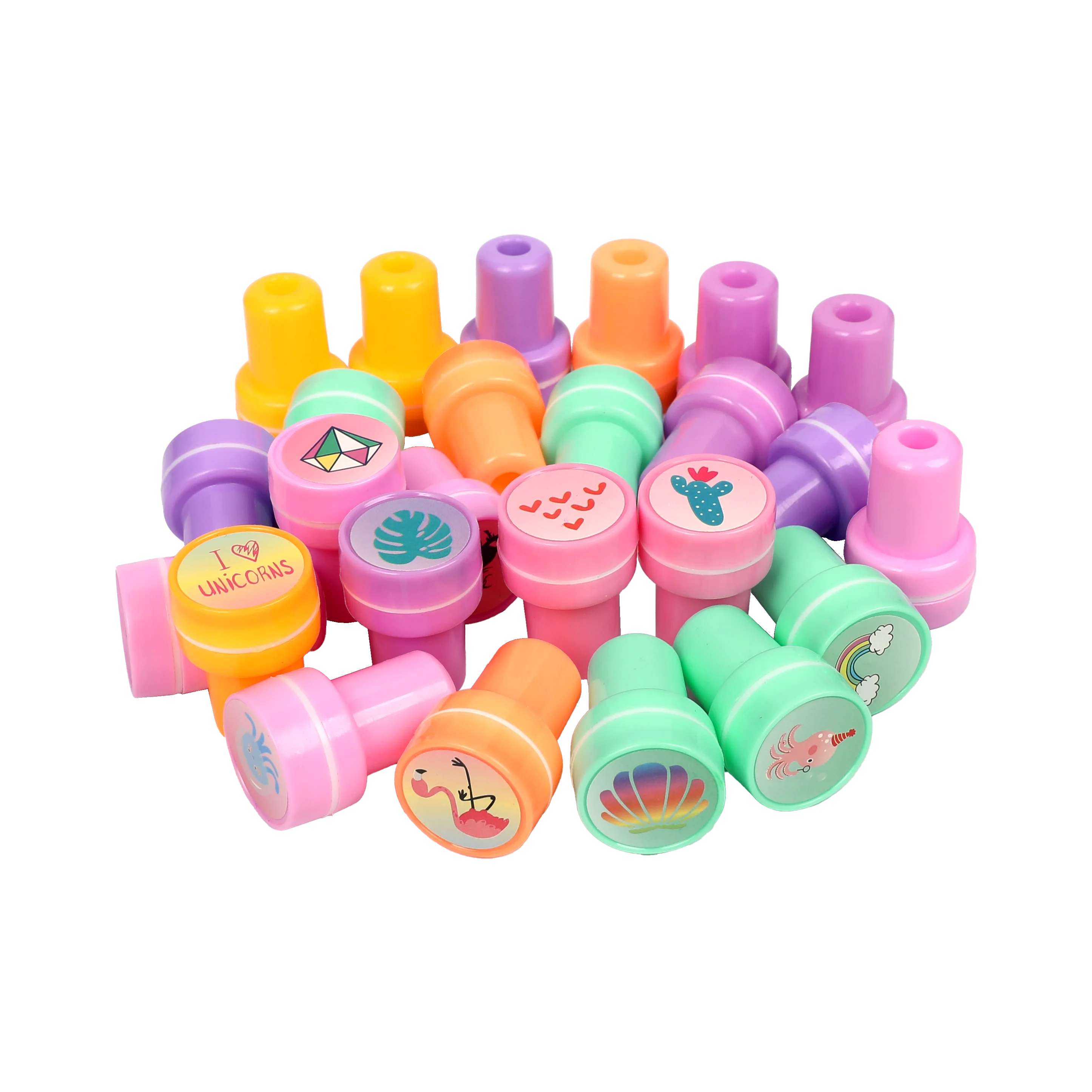 10pcs Cartoon Stamps, Multicolor Plastic Stamps, Suitable for Parties And Crafts,Classroom Activities, Themed Stamps, Reusable