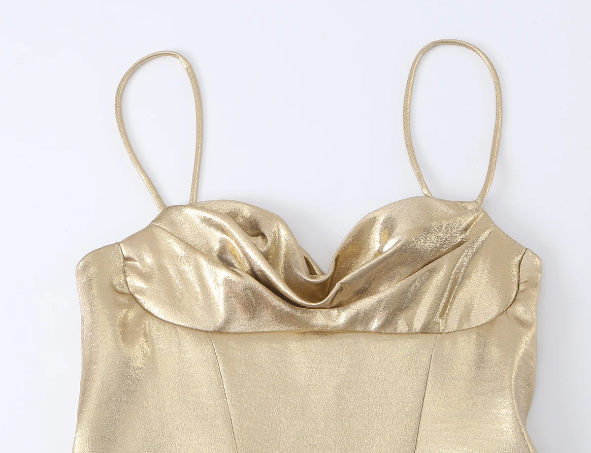 KONDALA Damen Schickes Sexy Trägerkleid Cocktail Geburtstagsparty Korsett Goldfarbenes Kleid 2026 Sommer Trendiges Damen-Minikleid – Detail 5