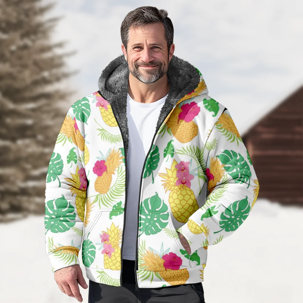 Abrigos de chaquetas de invierno para hombre, ropa informal de algodón con patrón de plantas, abrigo a prueba de viento para el hogar gótico