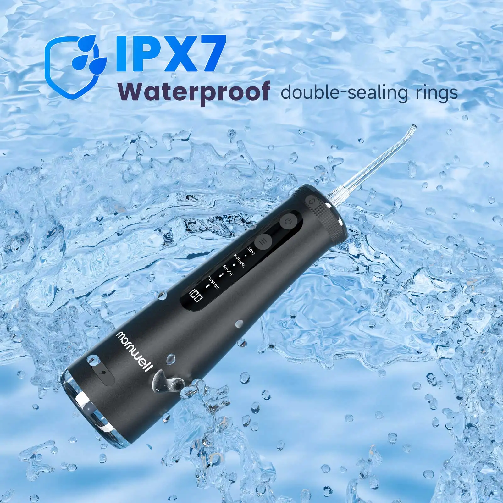 口腔洗浄器 270ML 充電式トラベル洗浄クリーナー IPX7 防水 & 電動歯ブラシキット、ブラシヘ​​ッド 4 個 - 2 分タイマー