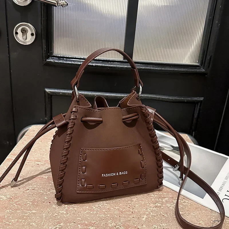

2025 Spring/Summer Essential Solid Color Bucket Bag - Handheld/Shoulder/Crossbody Trendy Women's Fashion Tote