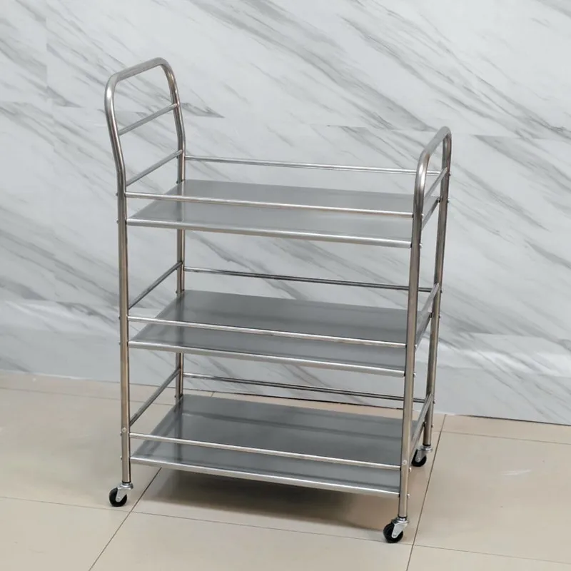 Stainless Steel Utility Cart Kitchen Serving Trolley Heavy-Duty Food Delivery Wagon for Restaurant Hotel Mobile Storage Cart