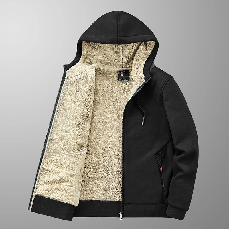 

Hoodies zipper plus size Sweatshirt Mens Streetwear winter Cashmere Thicken Hoodied Men fleece warm Casual Sweatshirts Clothing