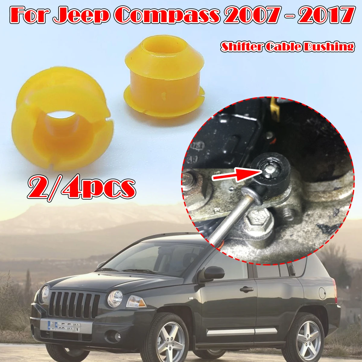 

2/4pc For Jeep Compass 2007-2017 Shift Cable Bushing Automatic Shifting Fix Gear Selector Change Lever Linkage End Pivot Grommet