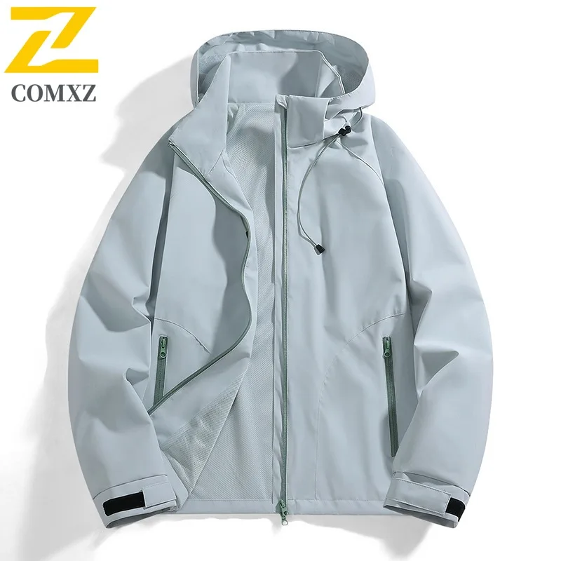 

COMXZ Мужская куртка с капюшоном Горная система Водонепроницаемая ветрозащитная куртка для походов на открытом воздухе Путешествия Кемпинг Вершник Свободная куртка-шаровая куртка