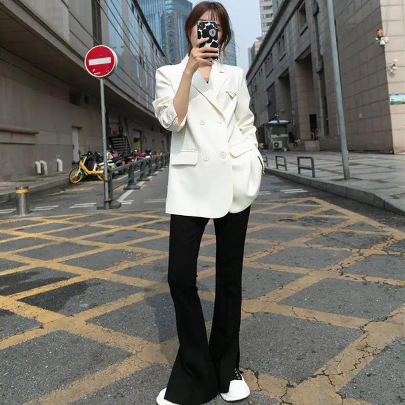 New Autumn White Suit Jacket for Women's Temperament High-end Design Casual Loose Casual Elegant Chic Small Suit Top Spring