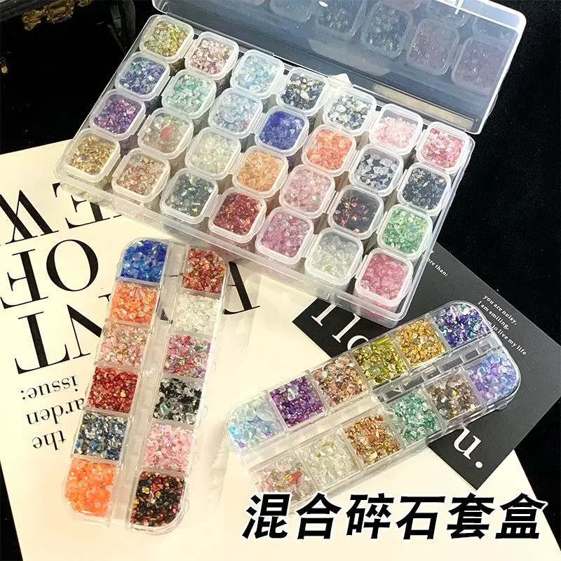 

Nail Art Stone Decoration Set Box, Drip Glue, Handmade DIY Accessory Materials, Trendy Play Stones Mixed Set