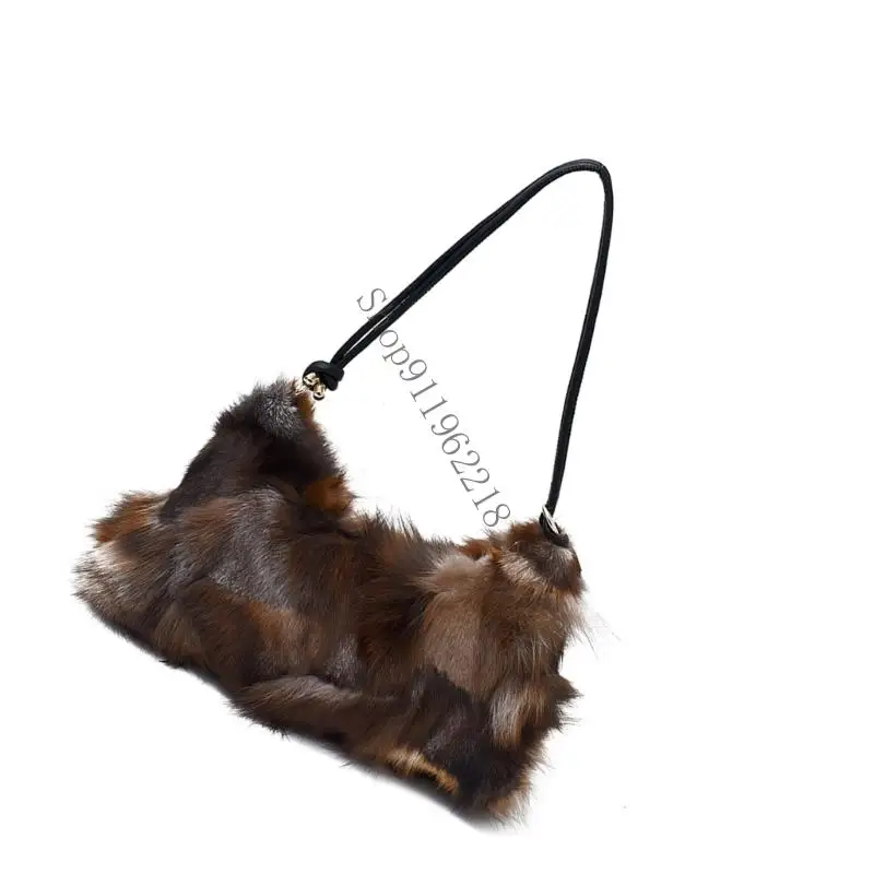 Bolso hombro a piel sintética felpa suave, Exterior, amplios compartimentos interiores para uso diario informal,