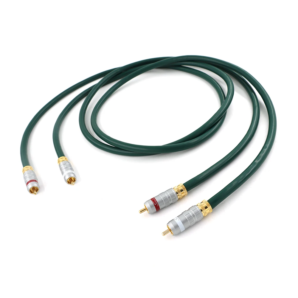 Furutech FA-220 OCC Copper RCA Interconnect Cable With Single RCA Plug Green Line Gold Palated fever grade amplifier shielde