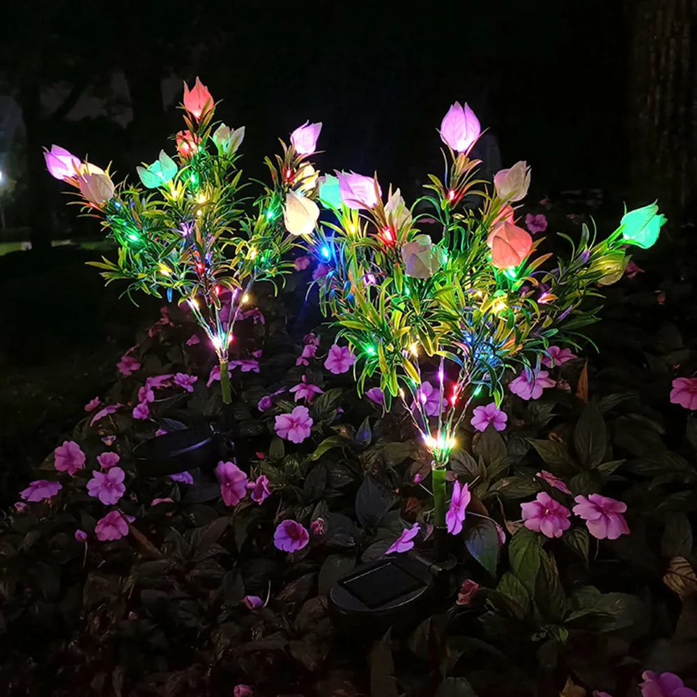 1pc Solar Light Outdoor Garden decorativo Solar Powered 42LED Lantern Flower Lights per Landscape Pathway Lawn Solar Lamp