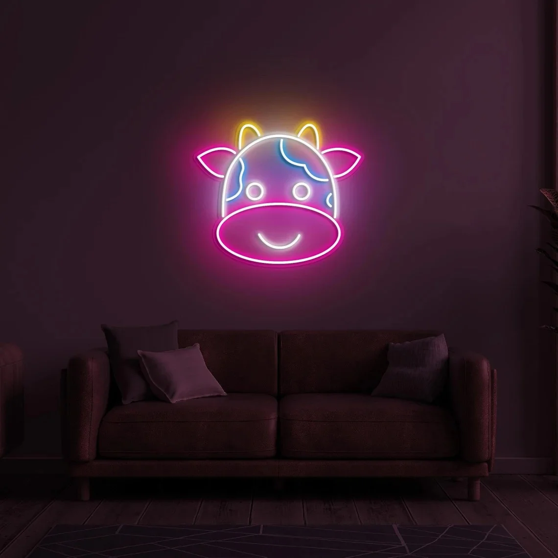 

Cow Neon Sign Cow LED Light Cute Cow LED Neon Art Animal Neon Sign Kids Room Decor Custom Cow Sign Home Decor