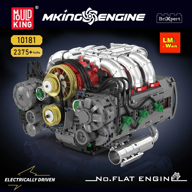 Mould King 10181 técnico MOC modelo de motor plano bloques de construcción Hypercar Boxer Kits de motor conjunto adultos colección regalo