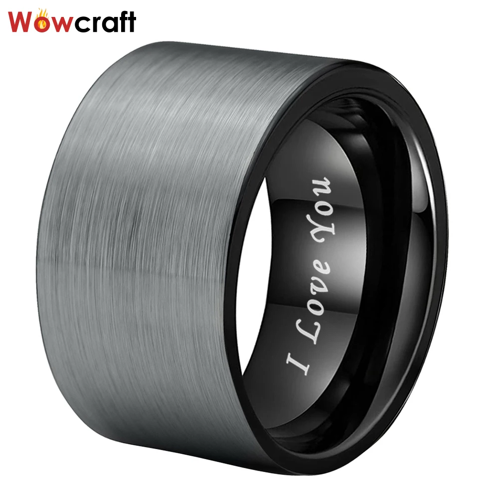 12mm Tungsten Carbide Rings Wedding Band for Men Dropshipping Wholesale Brushed Finish I Love You Engraved Comfort Fit