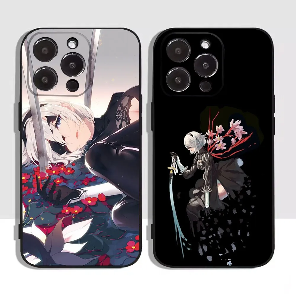 2B N-Nier A-Automata Phone Case For Apple iPhone 15,14,13,12,11,XS,XR,X,8,7,Pro,Max,Plus,mini Silicone Black Cover