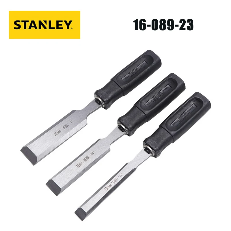 Stanley 16-089-233 Woodworking Chisel (12/18/25mm) Woodworking Tool Flat Steel Chisel Flat Blade 3pcs