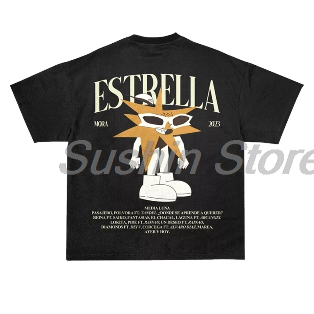 Mora Estrella Merch t-shirt girocollo manica corta in cotone Tee donna uomo Streetwear top abbigliamento moda