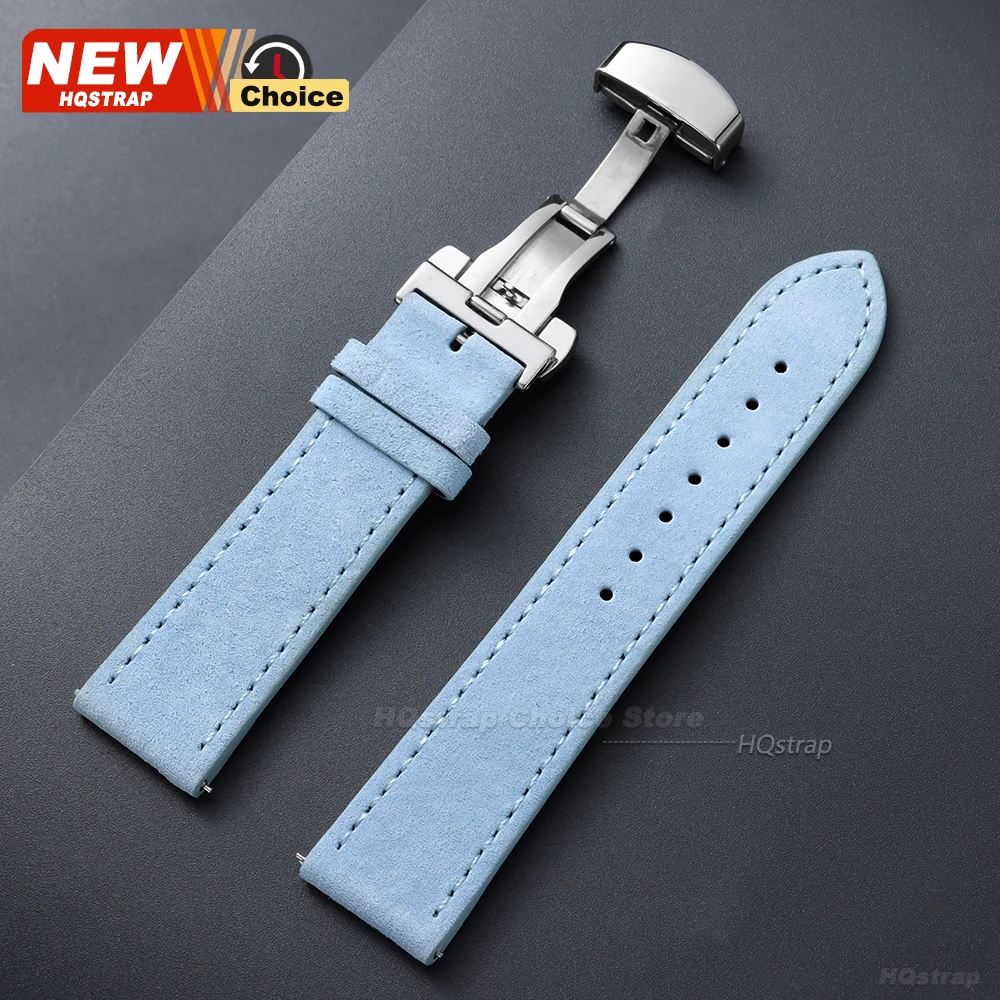 Butterfly Clasp Suede Strap for Omega Watch Band
