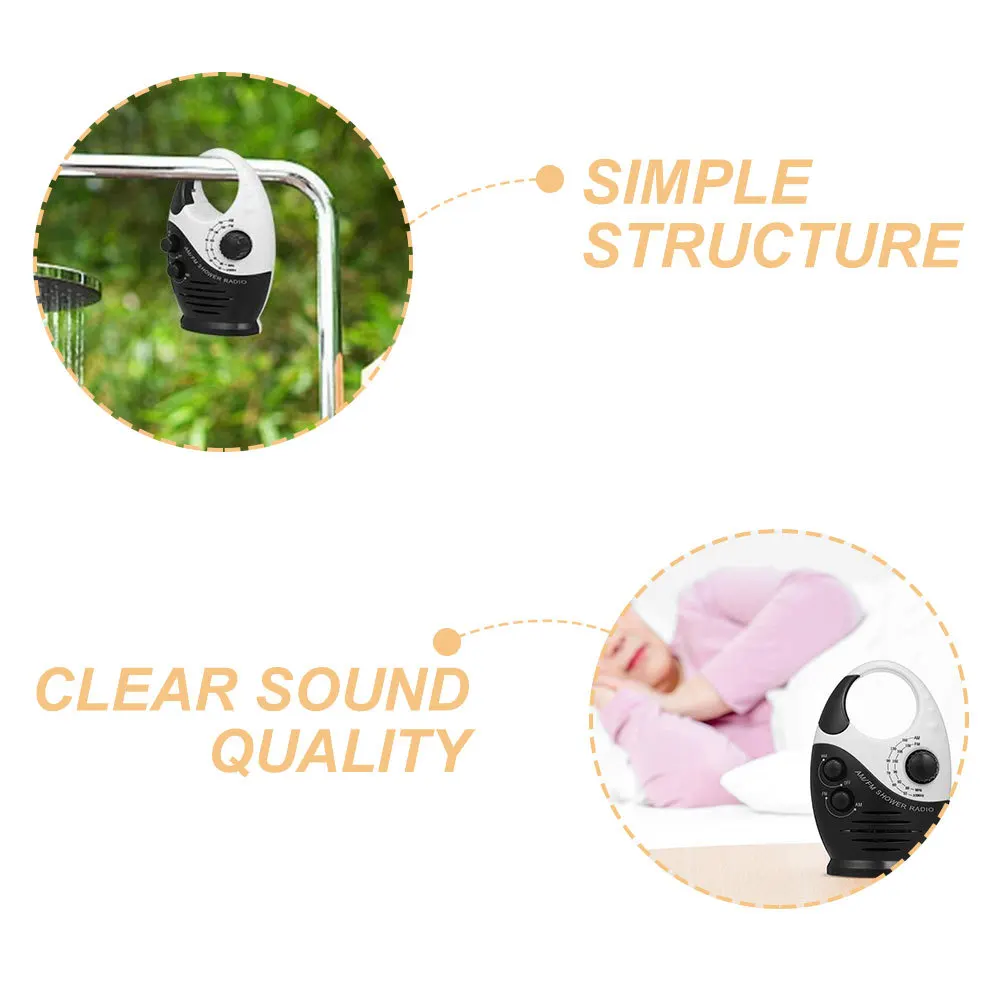 방수 샤워 라디오 AM FM 전원 휴대용 스피커 후크 핸들 샤워룸 욕실 음악 플레이어 캠핑 라디오