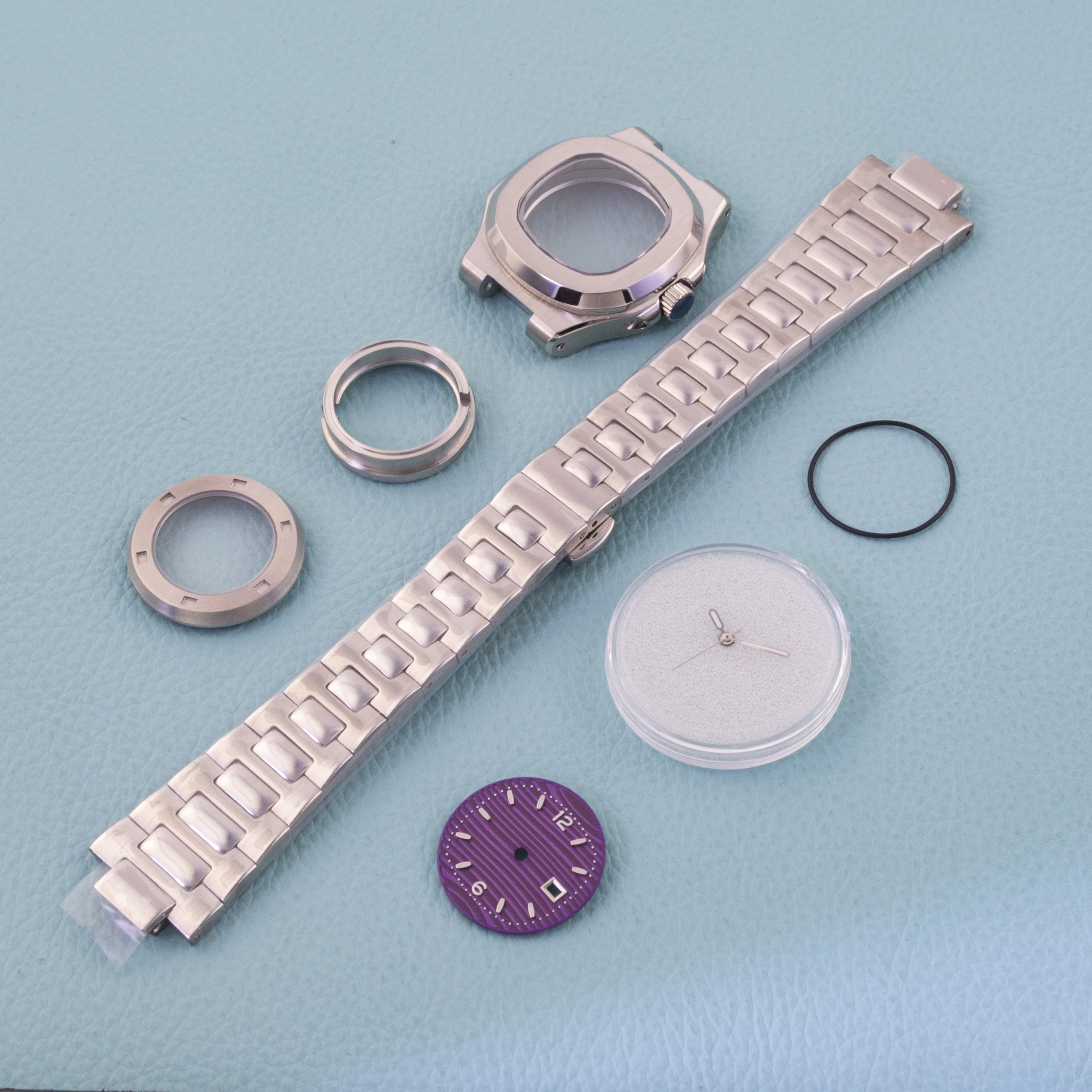 NH05 Case Band Dial Hands Sapphire Glass Stainless Steel Women's Case Strap for Nautilus NH05 Movement Waterproof Watchcase